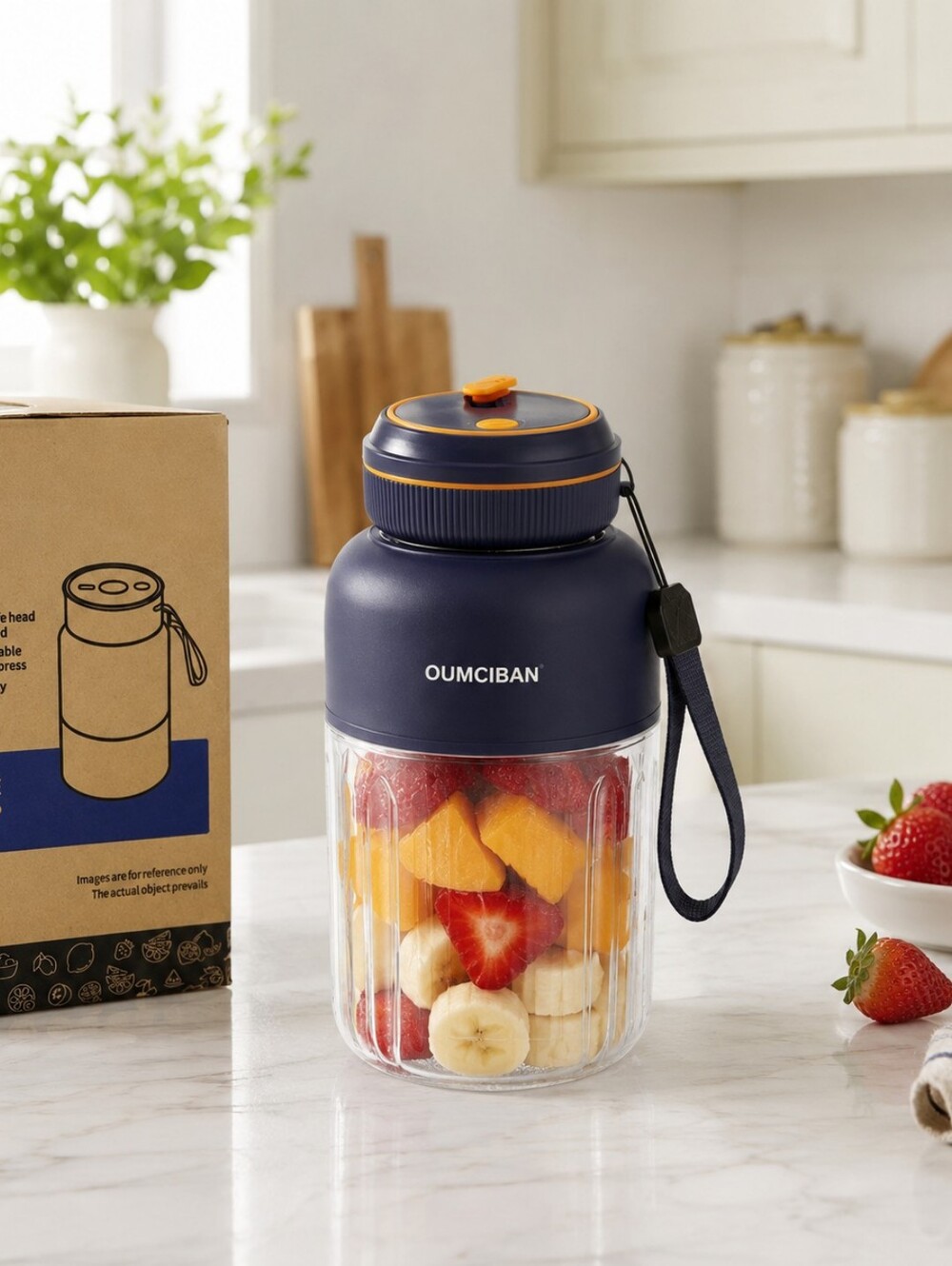 Portable Juicer Blender JY-D01 1300mL USB Rechargeable Smoothie Maker Blue